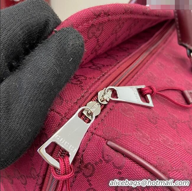 Top Grade Gucci Mens Medium GG Canvas Duffle Travel bag 802095 Rosso Ancora Red 2024