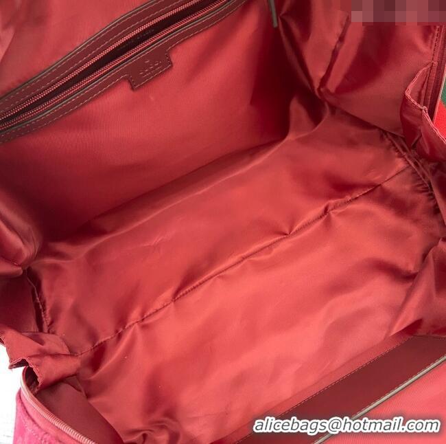 Top Grade Gucci Mens Medium GG Canvas Duffle Travel bag 802095 Rosso Ancora Red 2024