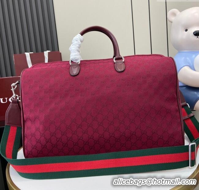 Top Grade Gucci Mens Medium GG Canvas Duffle Travel bag 802095 Rosso Ancora Red 2024
