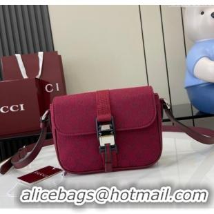 Luxury Discount Gucci GG Canvas Mini Crossbody Bag 802100 Rosso Ancora Red 2024