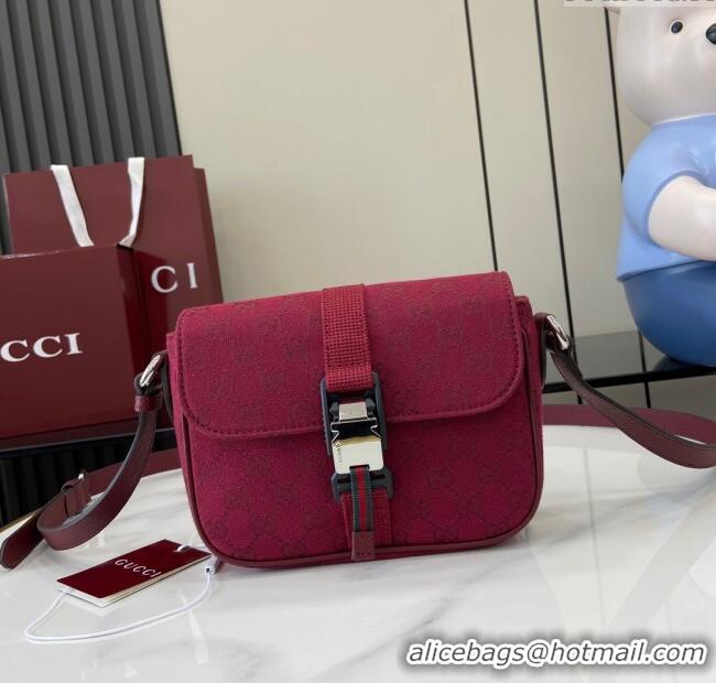 Luxury Discount Gucci GG Canvas Mini Crossbody Bag 802100 Rosso Ancora Red 2024
