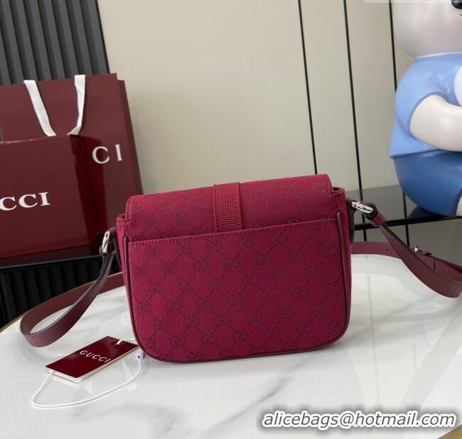 Luxury Discount Gucci GG Canvas Mini Crossbody Bag 802100 Rosso Ancora Red 2024