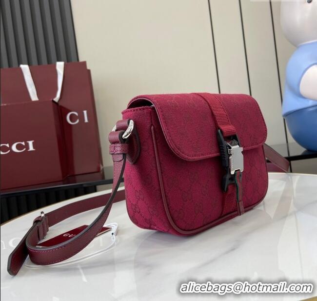 Luxury Discount Gucci GG Canvas Mini Crossbody Bag 802100 Rosso Ancora Red 2024
