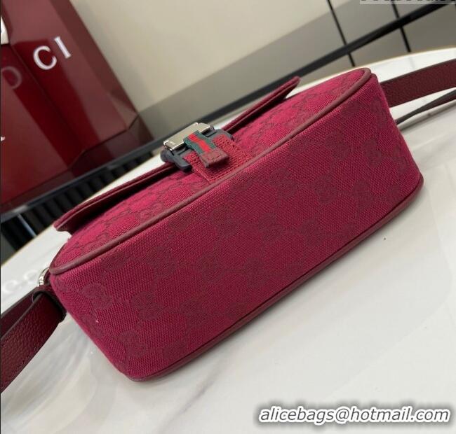 Luxury Discount Gucci GG Canvas Mini Crossbody Bag 802100 Rosso Ancora Red 2024