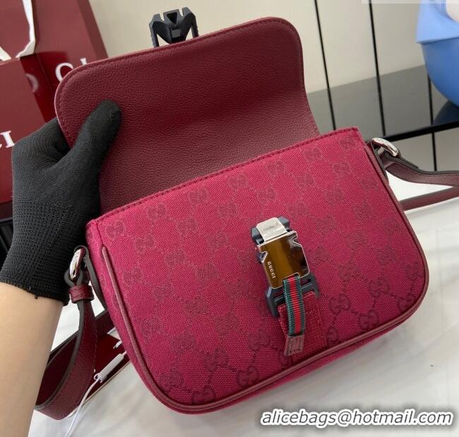 Luxury Discount Gucci GG Canvas Mini Crossbody Bag 802100 Rosso Ancora Red 2024