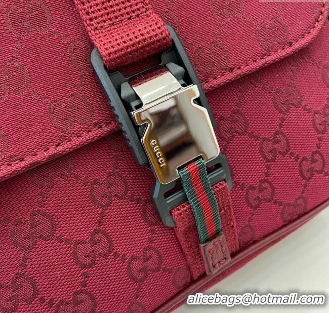 Luxury Discount Gucci GG Canvas Mini Crossbody Bag 802100 Rosso Ancora Red 2024
