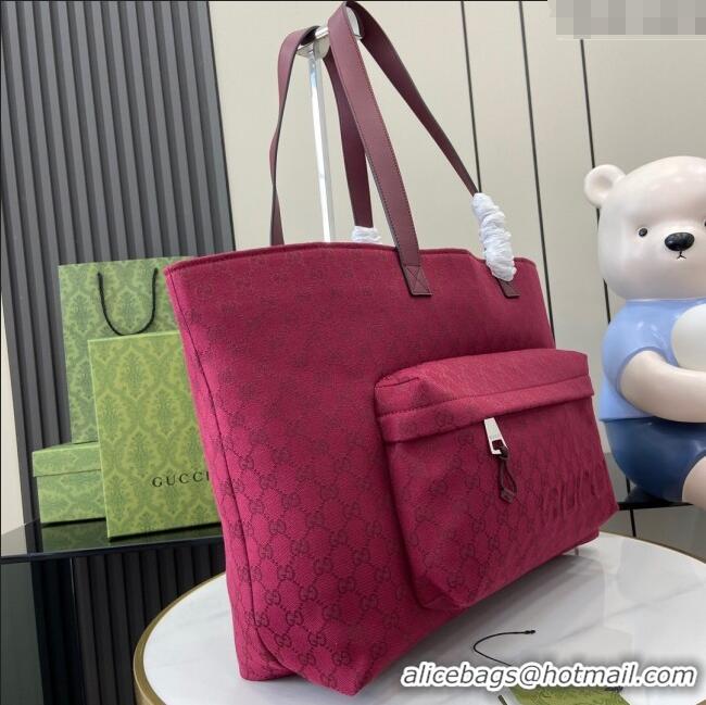 Buy New Cheap Gucci Large GG Canvas Tote Bag 802166 Rosso Ancora Red 2024