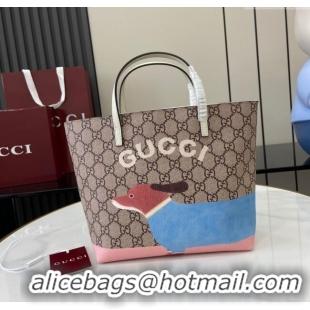 Inexpensive Gucci Children's Dog Print Canvas Tote Bag 410812 Grey/White 2024