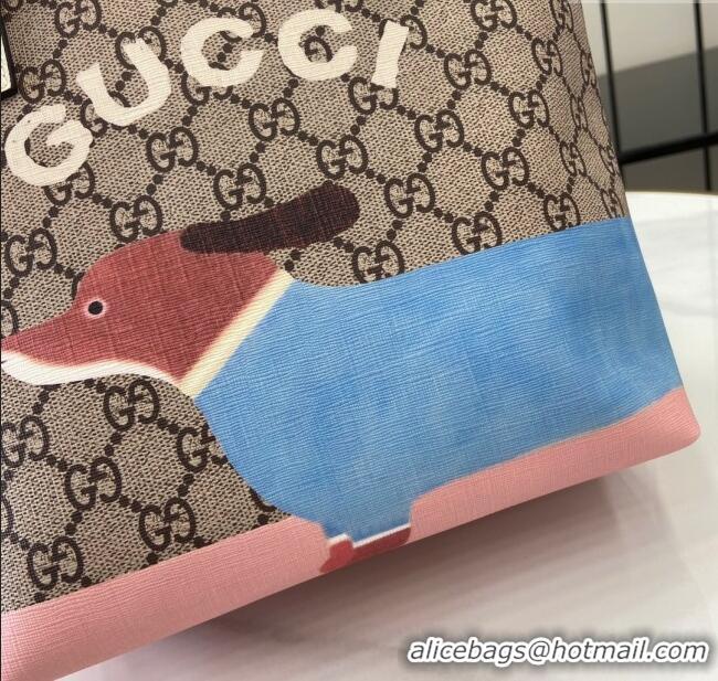 Inexpensive Gucci Children's Dog Print Canvas Tote Bag 410812 Grey/White 2024