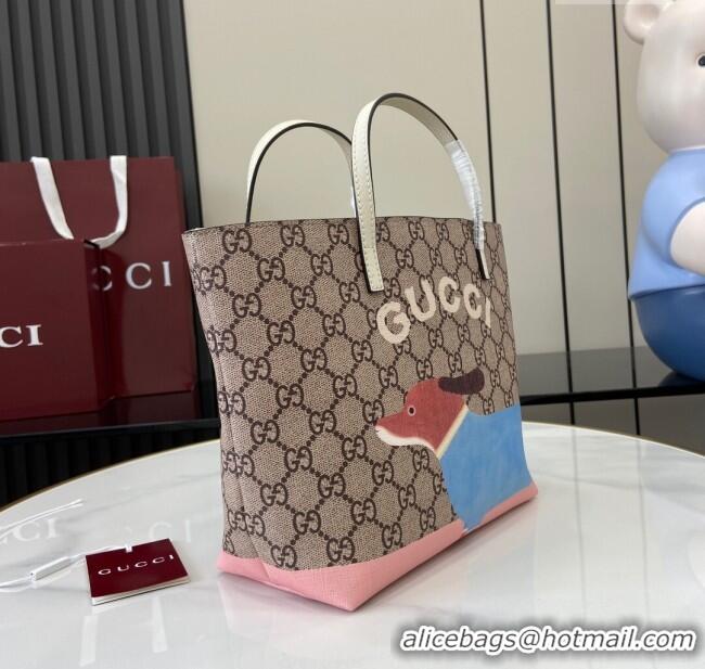 Inexpensive Gucci Children's Dog Print Canvas Tote Bag 410812 Grey/White 2024