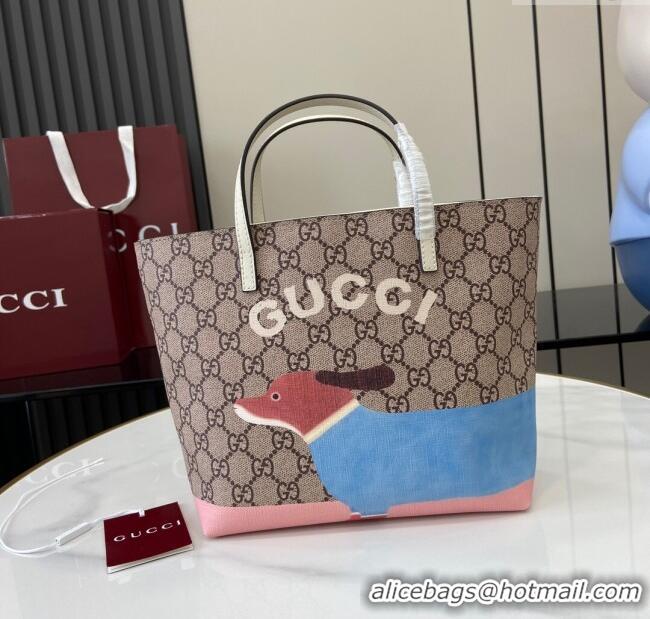 Inexpensive Gucci Children's Dog Print Canvas Tote Bag 410812 Grey/White 2024