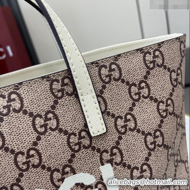 Top Quality Gucci Children's Dog Print Canvas Tote Bag 410812 Grey/White 2024