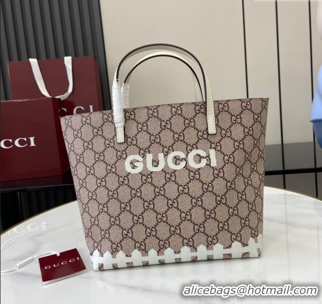 Top Quality Gucci Children's Dog Print Canvas Tote Bag 410812 Grey/White 2024