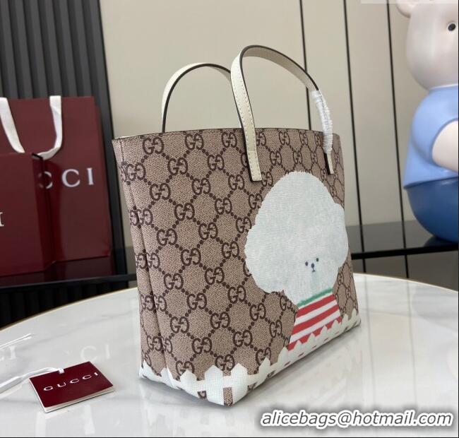 Top Quality Gucci Children's Dog Print Canvas Tote Bag 410812 Grey/White 2024