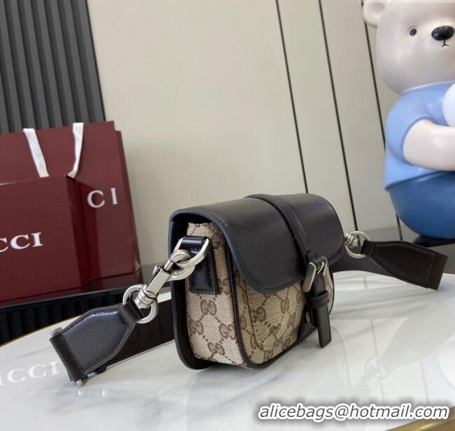 Spot Bulk Gucci GG Super Mini Bag in Beige and Ebony Original GG Canvas and Leather 795213 2024