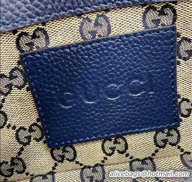 Luxury Cheap Gucci GG Super Mini Bag in Beige and Blue Original GG Canvas and Leather 795213 2024