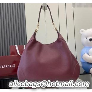 Best Product Gucci B Medium Shoulder bag in Soft Grainy Leather 820169 Dark Burgundy 2024