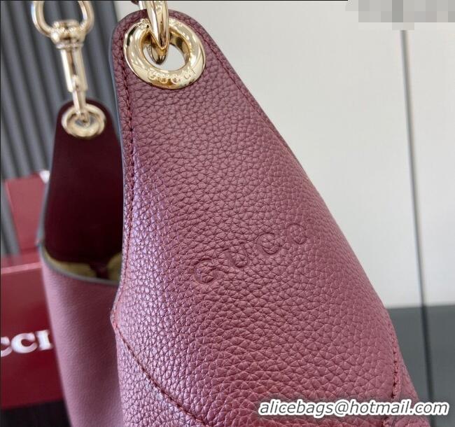 Best Product Gucci B Medium Shoulder bag in Soft Grainy Leather 820169 Dark Burgundy 2024