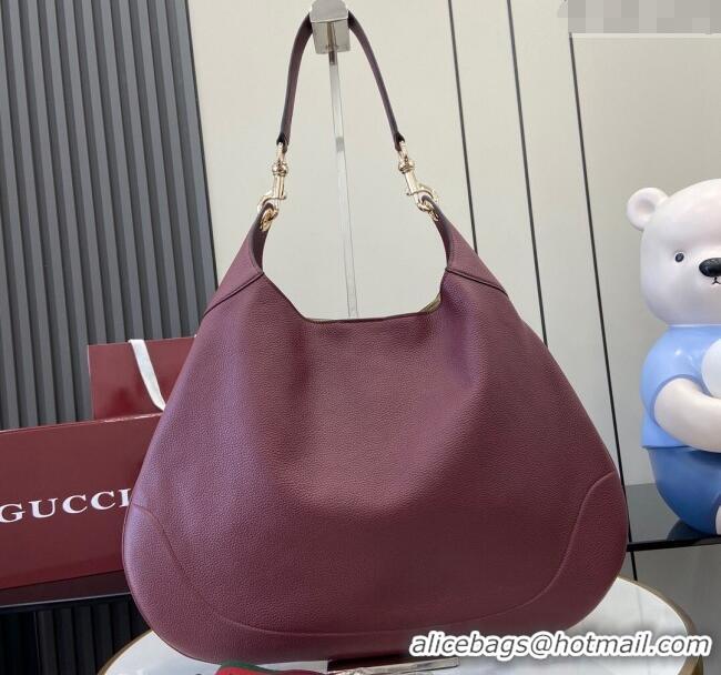 Best Product Gucci B Medium Shoulder bag in Soft Grainy Leather 820169 Dark Burgundy 2024