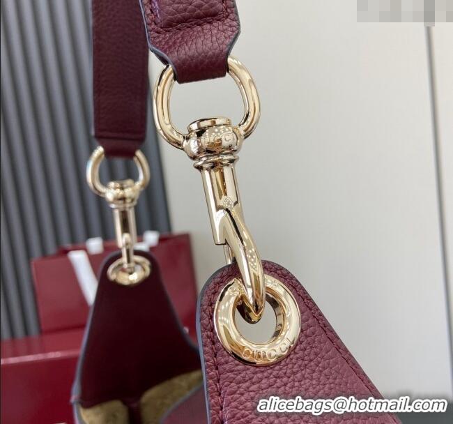 Best Product Gucci B Medium Shoulder bag in Soft Grainy Leather 820169 Dark Burgundy 2024