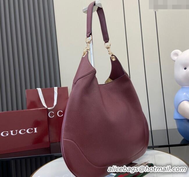 Best Product Gucci B Medium Shoulder bag in Soft Grainy Leather 820169 Dark Burgundy 2024