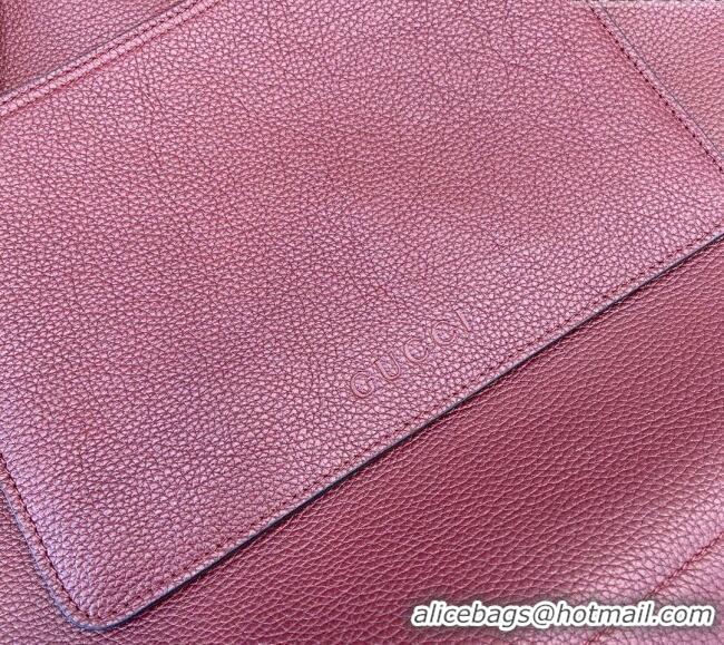 Best Product Gucci B Medium Shoulder bag in Soft Grainy Leather 820169 Dark Burgundy 2024