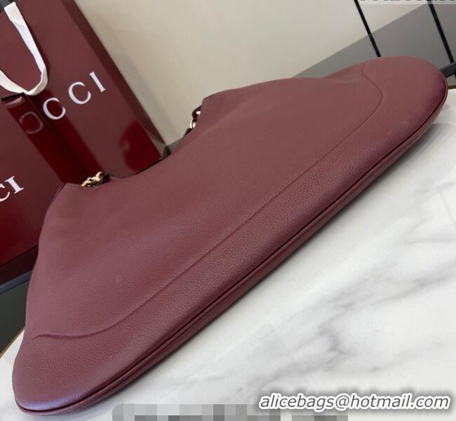 Best Product Gucci B Medium Shoulder bag in Soft Grainy Leather 820169 Dark Burgundy 2024