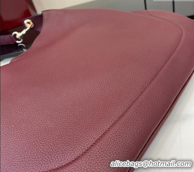 Best Product Gucci B Medium Shoulder bag in Soft Grainy Leather 820169 Dark Burgundy 2024