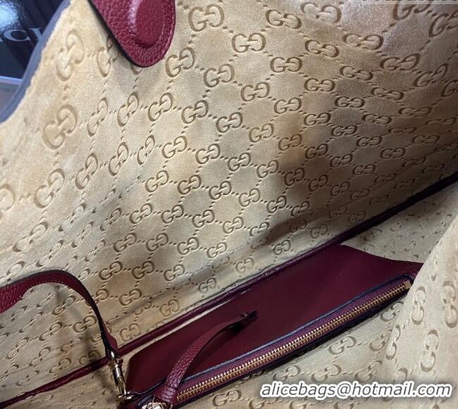 Best Product Gucci B Medium Shoulder bag in Soft Grainy Leather 820169 Dark Burgundy 2024