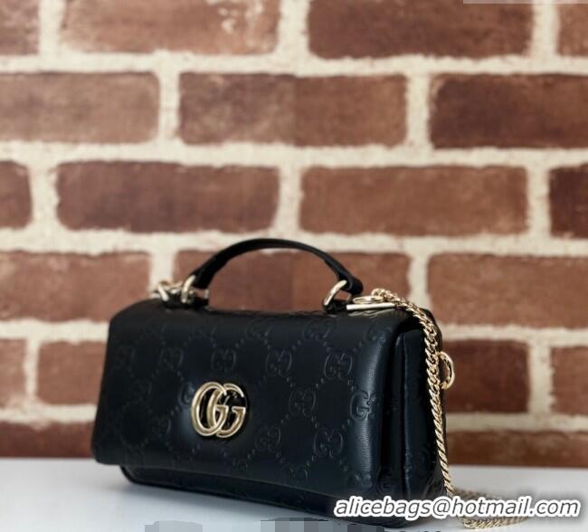 Super Quality Gucci GG Puffy Leather Milano Mini Top Handle bag 806017 Black 2024