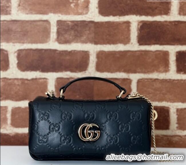 Super Quality Gucci GG Puffy Leather Milano Mini Top Handle bag 806017 Black 2024