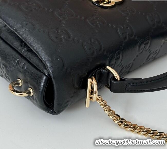 Super Quality Gucci GG Puffy Leather Milano Mini Top Handle bag 806017 Black 2024