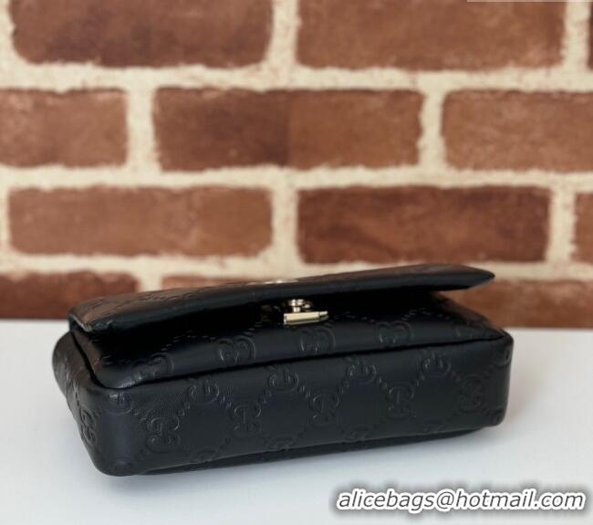 Super Quality Gucci GG Puffy Leather Milano Mini Top Handle bag 806017 Black 2024