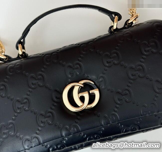 Super Quality Gucci GG Puffy Leather Milano Mini Top Handle bag 806017 Black 2024