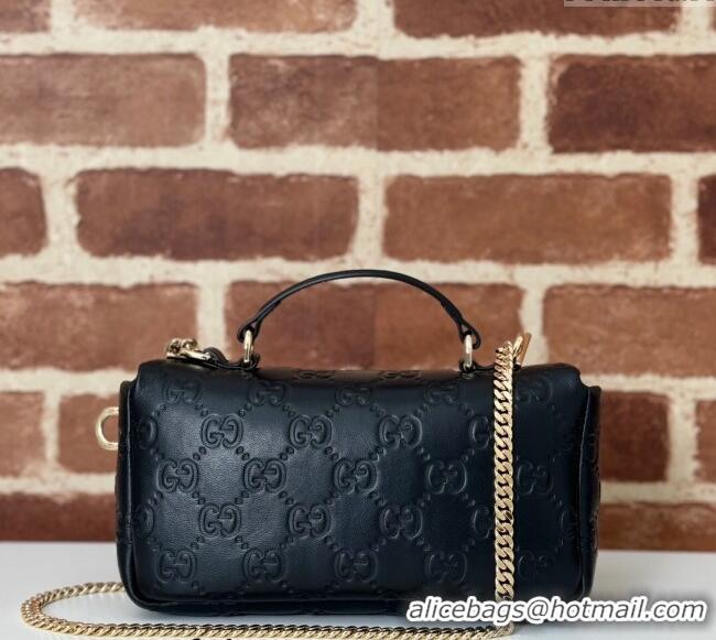 Super Quality Gucci GG Puffy Leather Milano Mini Top Handle bag 806017 Black 2024