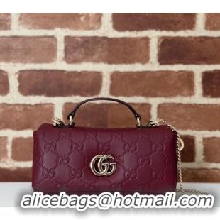 Well Crafted Gucci GG Puffy Leather Milano Mini Top Handle bag 806017 Dark Burgundy 2024