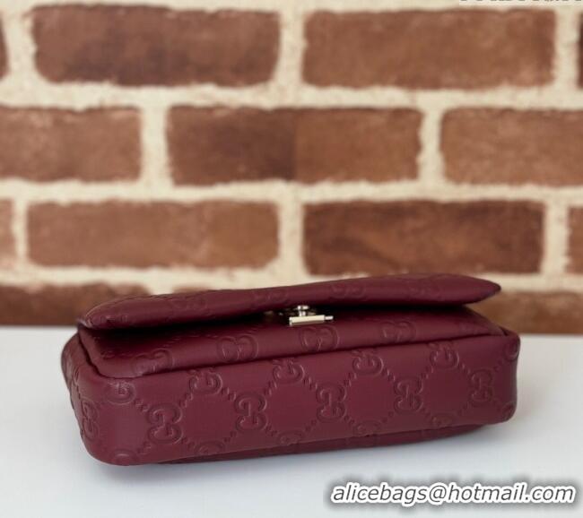 Well Crafted Gucci GG Puffy Leather Milano Mini Top Handle bag 806017 Dark Burgundy 2024