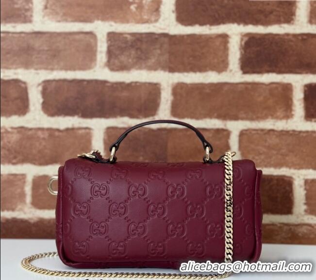 Well Crafted Gucci GG Puffy Leather Milano Mini Top Handle bag 806017 Dark Burgundy 2024