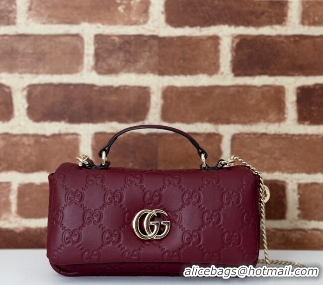 Well Crafted Gucci GG Puffy Leather Milano Mini Top Handle bag 806017 Dark Burgundy 2024