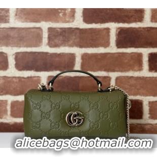 Popular Style Gucci GG Puffy Leather Milano Mini Top Handle bag 806017 Green 2024