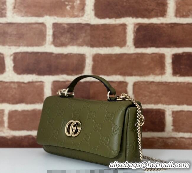 Popular Style Gucci GG Puffy Leather Milano Mini Top Handle bag 806017 Green 2024