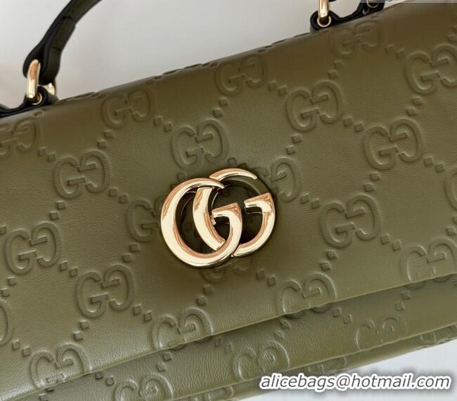 Popular Style Gucci GG Puffy Leather Milano Mini Top Handle bag 806017 Green 2024