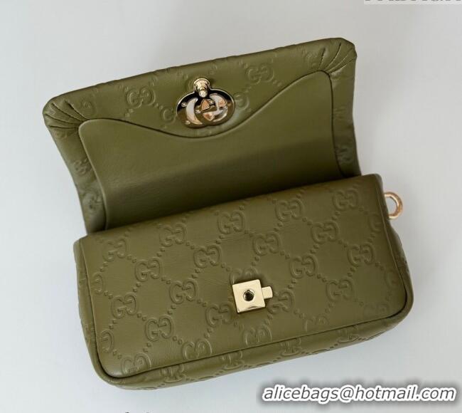 Popular Style Gucci GG Puffy Leather Milano Mini Top Handle bag 806017 Green 2024