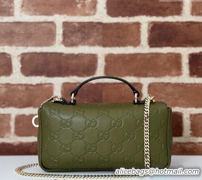 Popular Style Gucci GG Puffy Leather Milano Mini Top Handle bag 806017 Green 2024