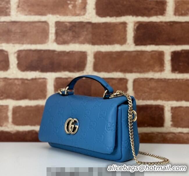 Best Price Gucci GG Puffy Leather Milano Mini Top Handle bag 806017 Light Blue 2024