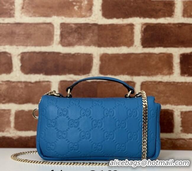 Best Price Gucci GG Puffy Leather Milano Mini Top Handle bag 806017 Light Blue 2024