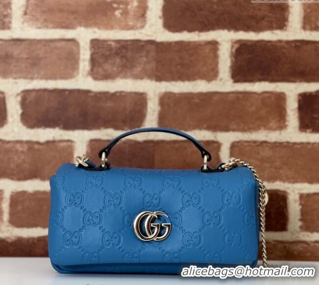 Best Price Gucci GG Puffy Leather Milano Mini Top Handle bag 806017 Light Blue 2024