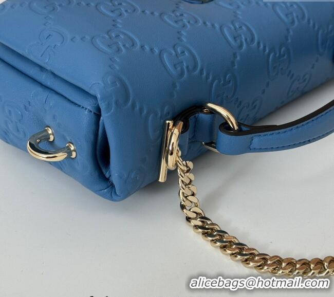 Best Price Gucci GG Puffy Leather Milano Mini Top Handle bag 806017 Light Blue 2024