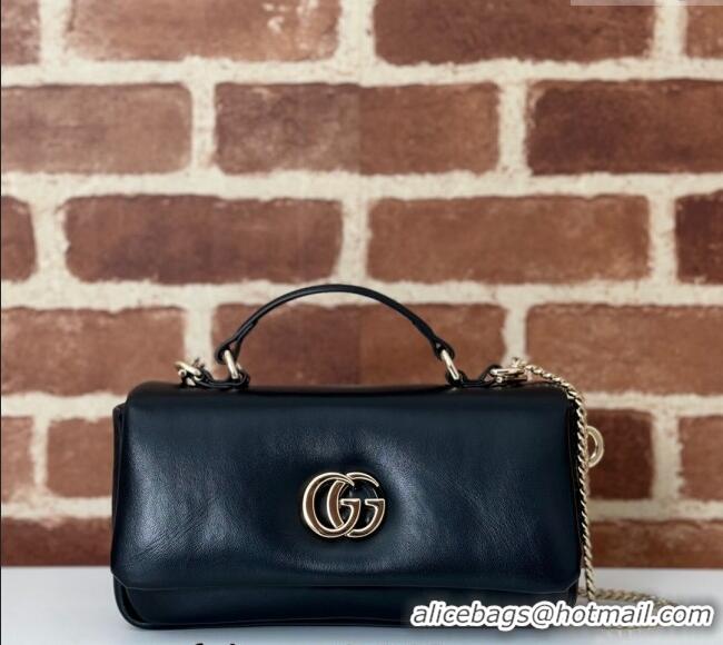 Luxury Cheap Gucci Puffy Calf Leather Milano Mini Top Handle bag 806017 Black 2024