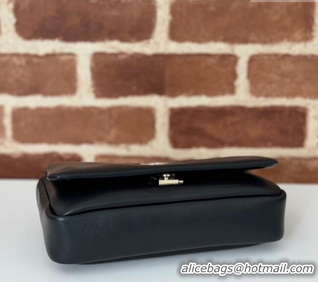 Luxury Cheap Gucci Puffy Calf Leather Milano Mini Top Handle bag 806017 Black 2024